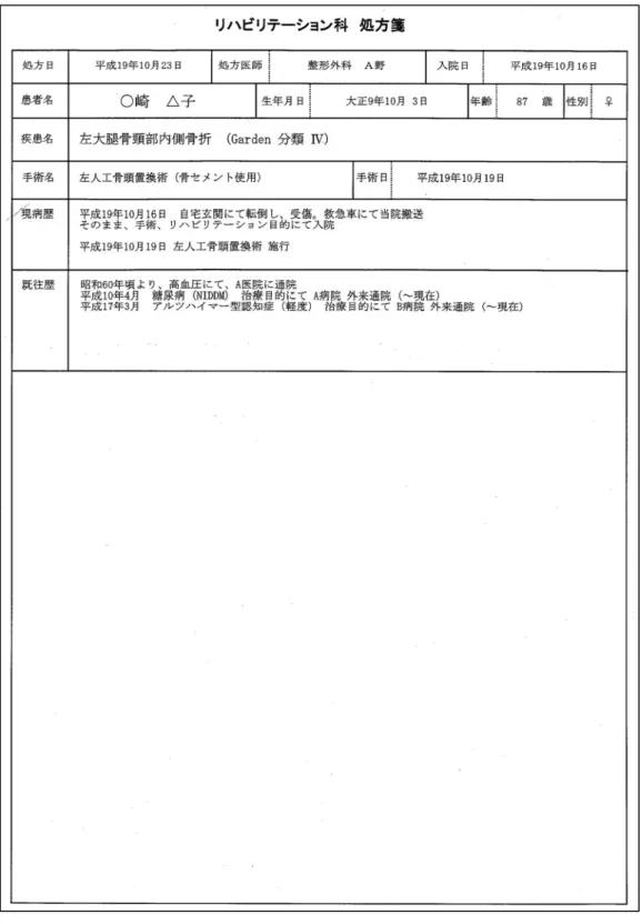 図 ４-５ ＰＢＬで使用した「模擬依頼書」 （ペーパーペイシェント）