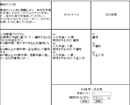 図 15  「人材管理プログラム」の事後テスト画面 