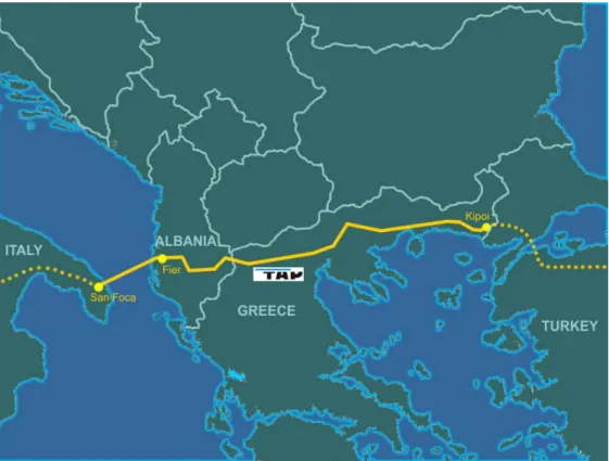図 10  「Trans Adriatic ガスパイプライン（TAP） 」の経路図 