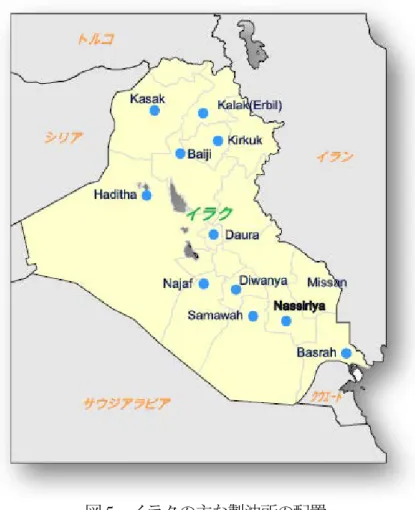 図 5  イラクの主な製油所の配置 