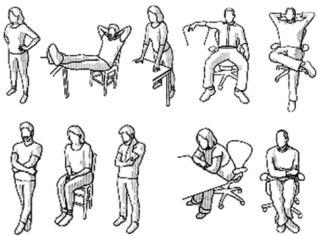 図 1 Power Pose（上段：High Power Pose，下段：Low Power Pose）（Cuddy, 2015 より引用）