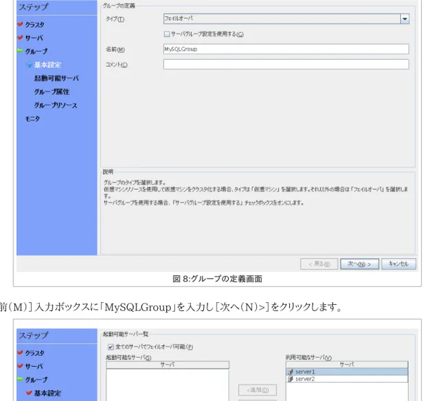 図 8:グループの定義画面