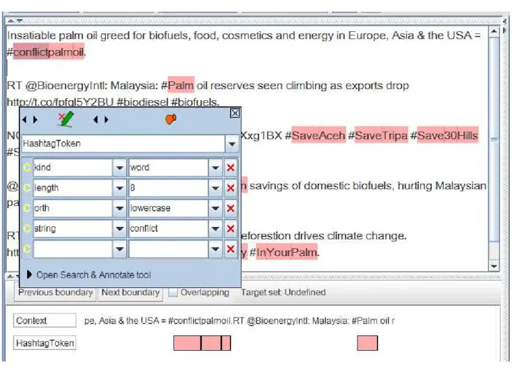 Figure 1: Screenshot of retokenised hashtags in GATE