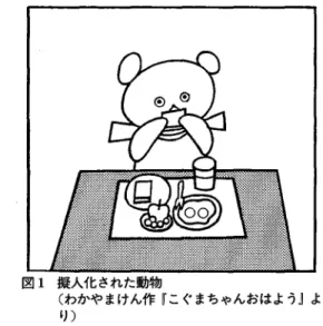 図 1 次に，登場者が子どもであるかおとなである かに基づいて分類してみると，おとなと子ども 双方の登場する絵本が最も多<，全体の 72% で 大部分を占めている。第 2 位には子どもだけ登 場するものが 23% で続いている。ここで，登場 者の大部分を占める動物について，さらにその種類を見たものが表3である。全部で30種類もの動物が登場していることがわかる。特にうさぎ，ねこ， くま，などは頻繁に登場する動物である。5) 絵本の大きさ絵本の大きさは，縦の長さと横の長さをかけ合わせて，面積で表わした。大