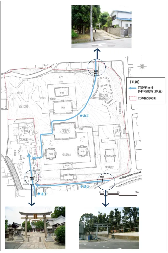 図 5-3  百済王神社参拝者動線の現況 