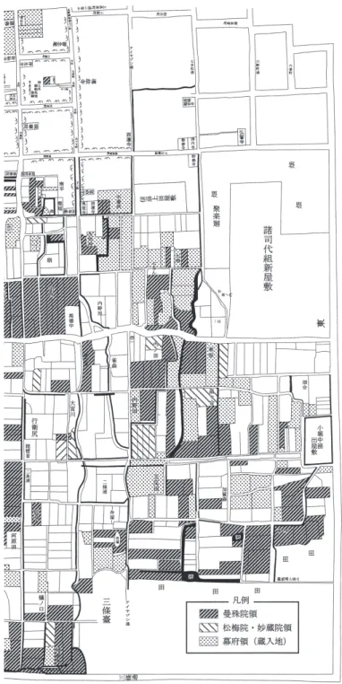図 4 西京村近隣寺院の支配地