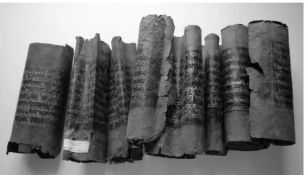 Fig. 5. Leaves from one of the rolls of the Ablaikit folios (before conservation)