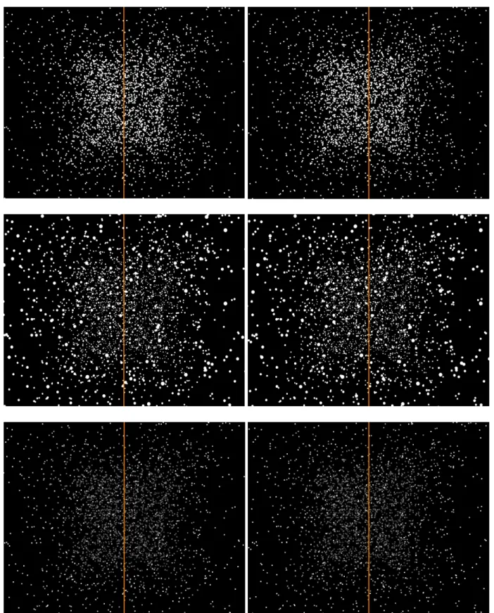 図 6  人工点群の立体視実験用ステレオ画像 2  (C3)補助線を付加して表示（上） 