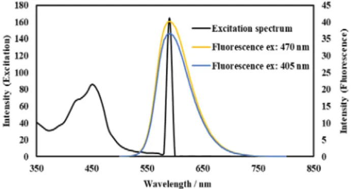 Figure  4  showed the excitation and fluorescence spectra  of the  ruthenium complex solution