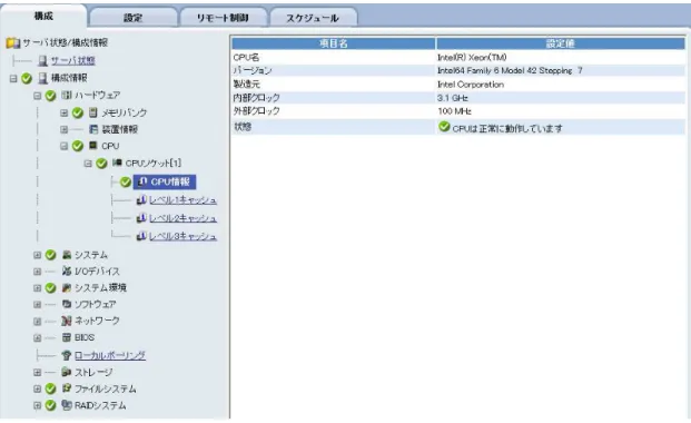 図   30 Web コンソールの [ 構成情報 ]-[ ハードウェア ]-[CPU] 