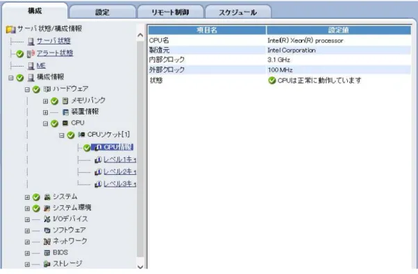 図  27 Web コンソールの[構成情報]-[ハードウェア]-[CPU] 