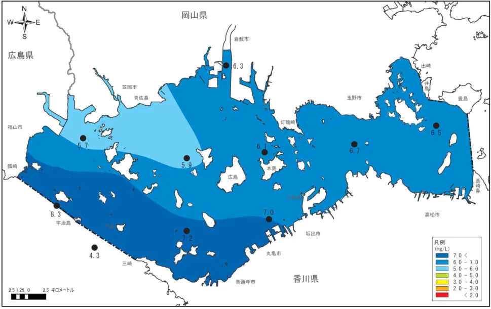 図 2.8    夏季下層ＤＯの分布状況（平成 20 年） 