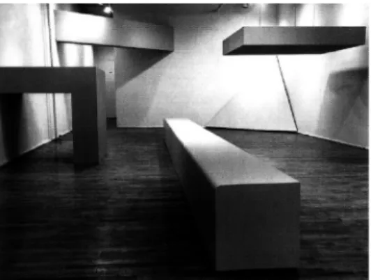 Figure 3. Robert Morris, sans titre, Green Gallery, New York, 1964-65. [Référence]: Claire Bishop, Installation Art, Tate Publishing, 2005.