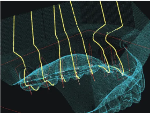 Fig. 5 White line as curvature line was projected onto Red plane