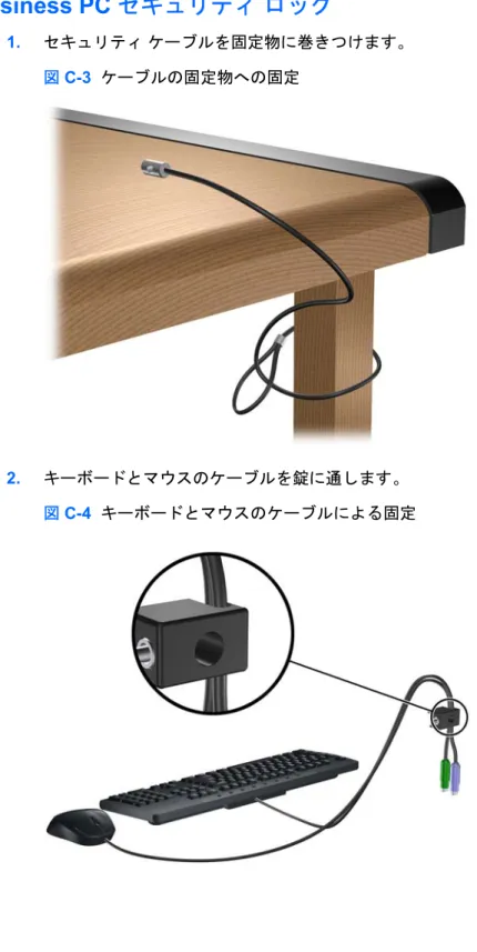図  C-4  キーボードとマウスのケーブルによる固定