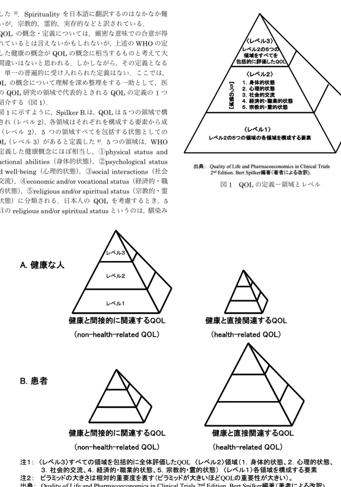 図 1  QOL の定義－領域とレベル