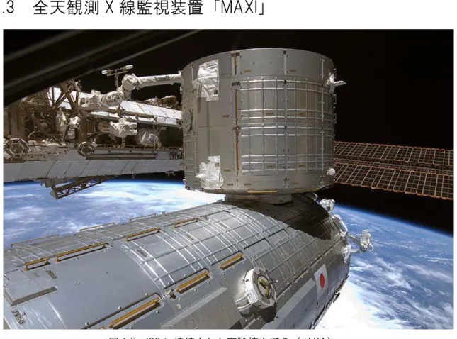図 1.5  ISS に接続された実験棟きぼう（JAXA） 
