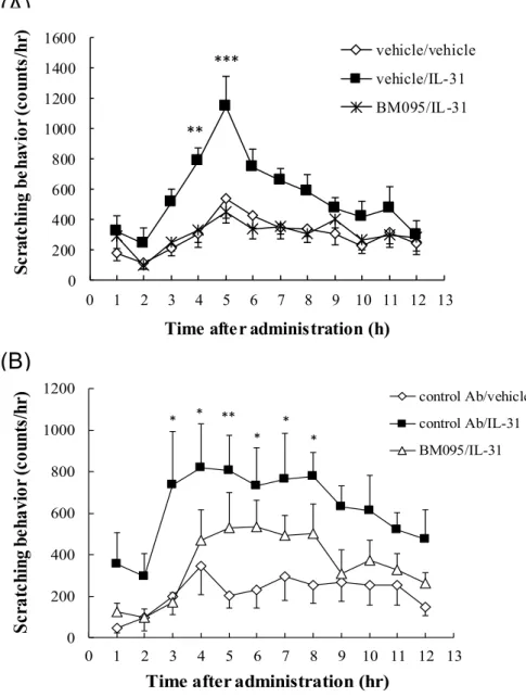 Figure 4  IL-31 レセプター中和抗体による IL-31 誘発掻痒の抑制 