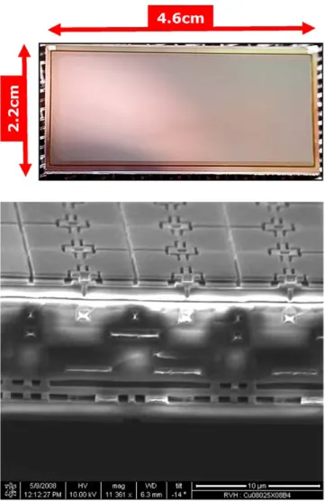 図 6  SiGe マイクロミラーアレイ（IMEC）[38]  MEMS 技術の進歩がわかる。  ６．スイッチ  電 気 接 点 を 機 械 的 に 繋 い だ り 離 し た り す る MEMS スイッチも 1970 年代に試作されている （P-Fig