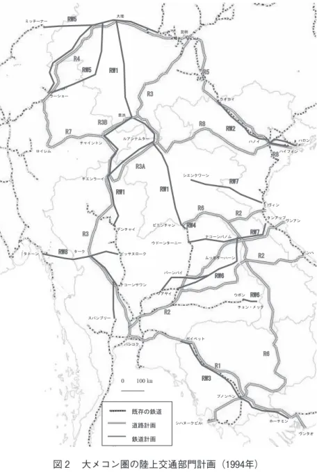 図 2 　大メコン圏の陸上交通部門計画（1994年）