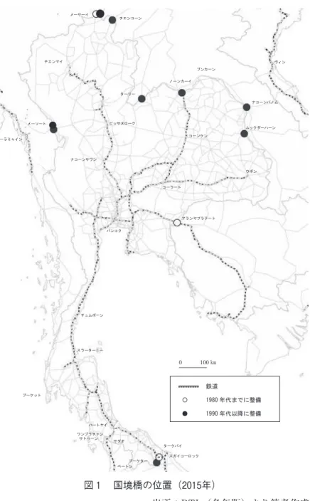 図 1 　国境橋の位置（2015年）