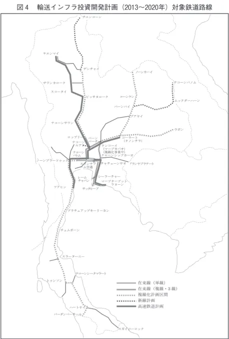 図 4 　輸送インフラ投資開発計画（2013〜2020年）対象鉄道路線