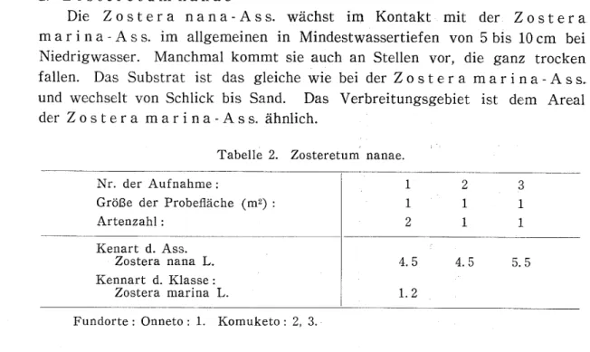 Tabelle 2. Zosteretum nanae.