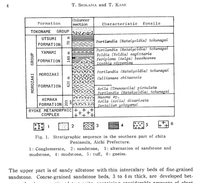 Fig. 1. Stratigraphic sequence in the southern part of chita Peninsula, Aicbi Prefecture.