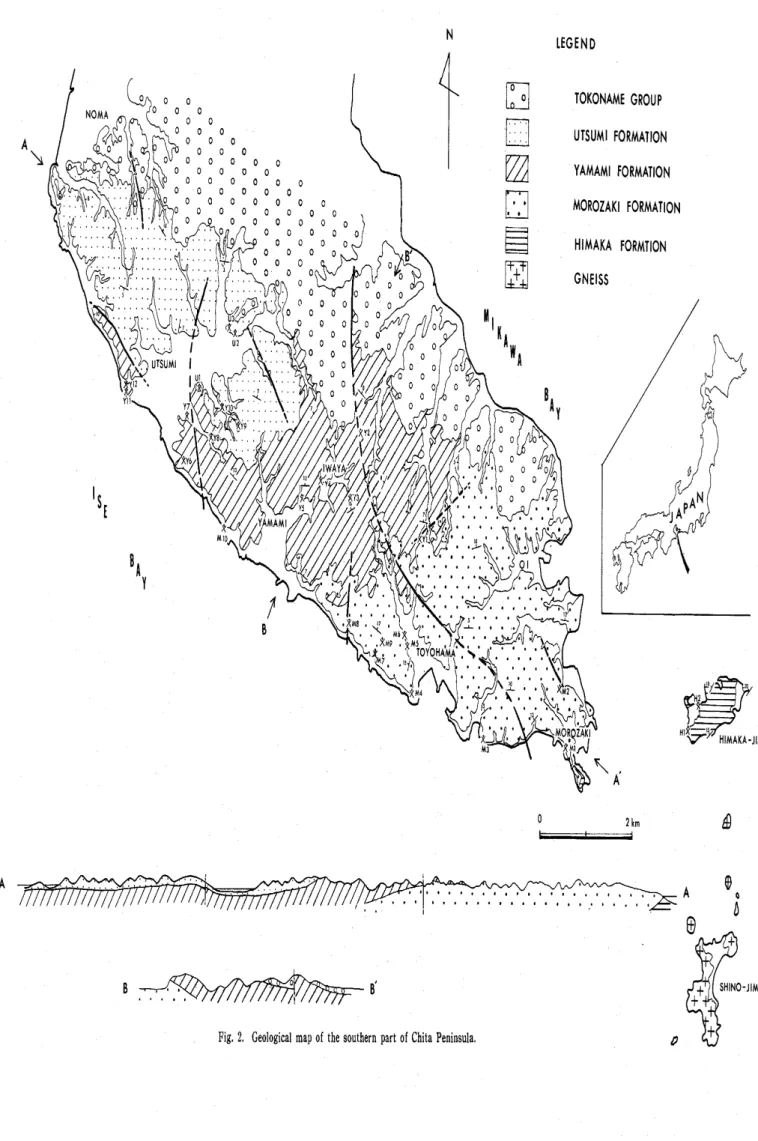 Fig. 2. Geological map of the southern part of Chita Peninsula. 十