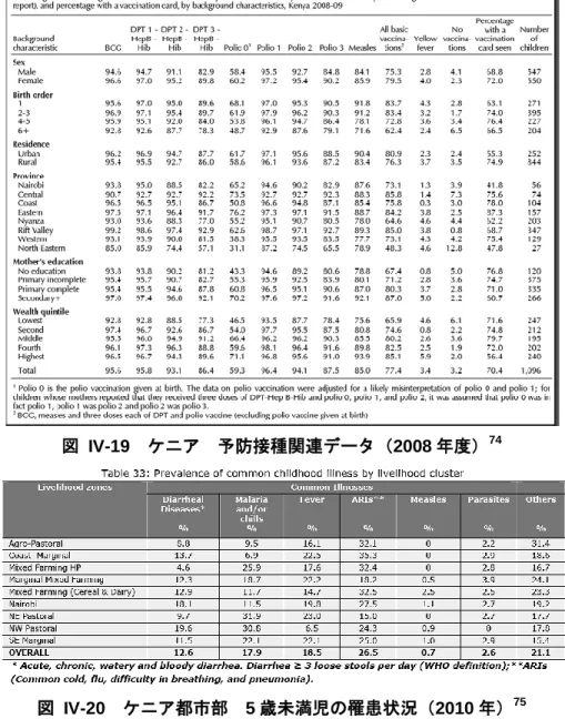図  IV-20  ケニア都市部  5 歳未満児の罹患状況（2010 年） 75