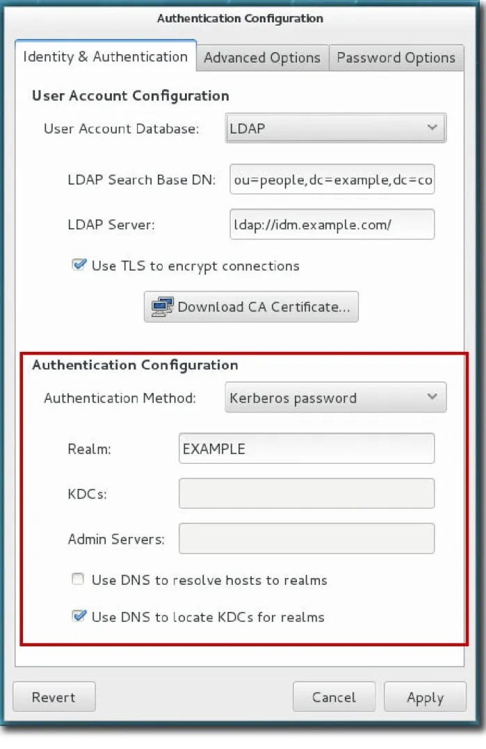 図 4.2 Kerberos フィールド フィールド