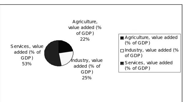 Figure 1.12: Sectoral composition of GDP at factor cost in 2004 for    Pakistan 
