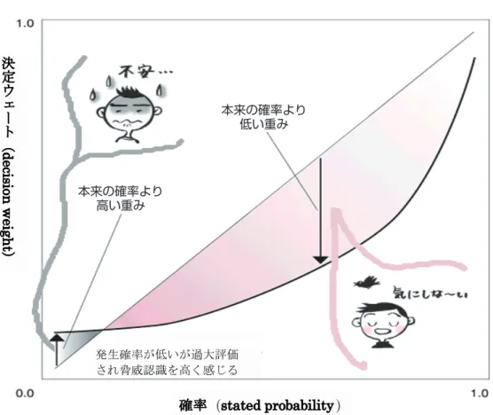 図 2　プロスペクト理論による決定ウェートのイメージ