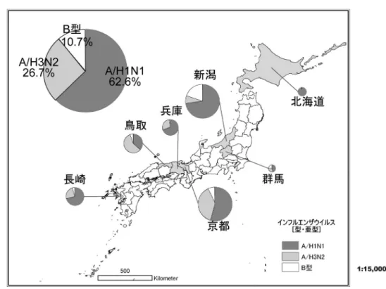図 3. 2008–09 シーズンにおけるインフルエンザウイルスの流行株（当教室調査）