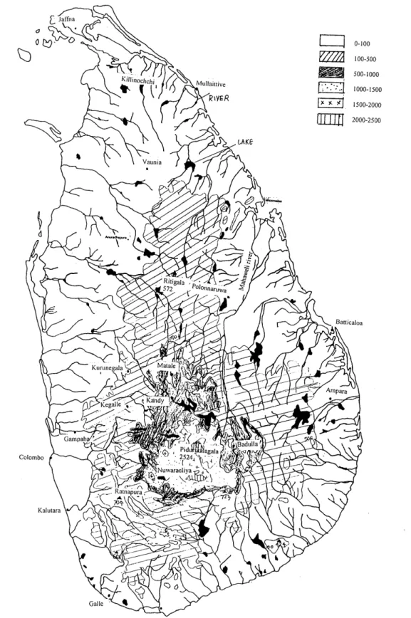 Fig.  2  Topography  of  Sri Lanka  (Source:  National  Atlas  of  Sri Lanka) 