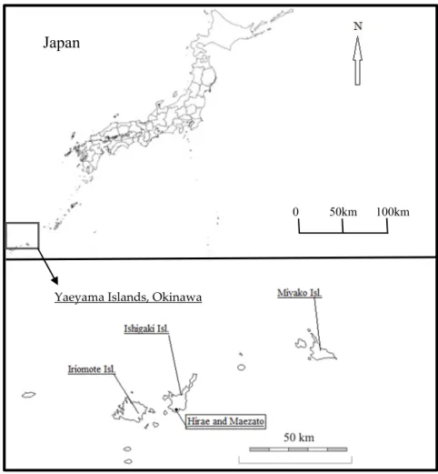 Figure 1. Location of Hirae and Maezato villages. 