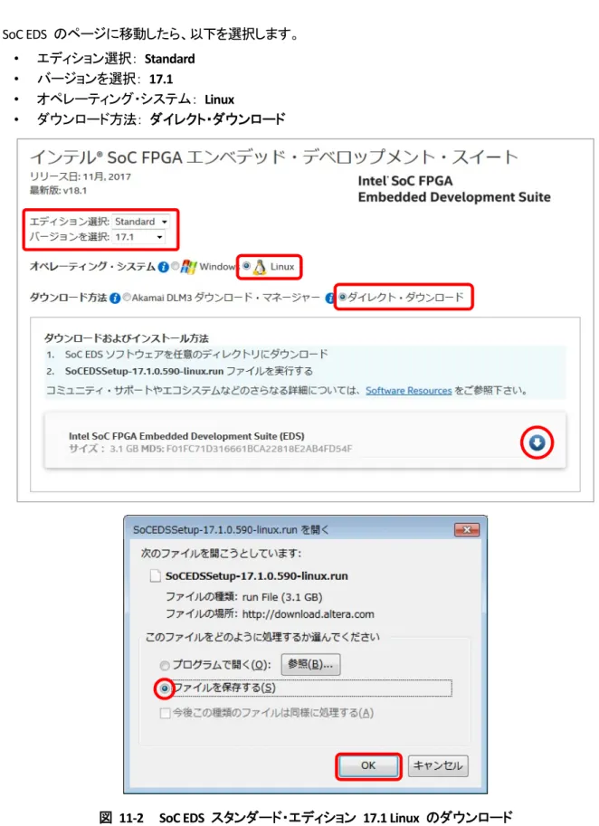 図 11-2   SoC EDS スタンダード・エディション 17.1 Linux のダウンロード 