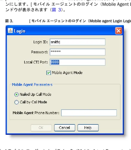 図  3. [ モバイル エージェントのログイン（ Mobile agent Login Login ） ]  ウィンドウ