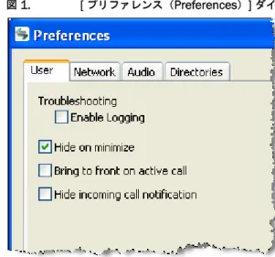 図  1. [ プリファレンス（ Preferences ） ]  ダイアログボックスのユーザ設定（詳細図）