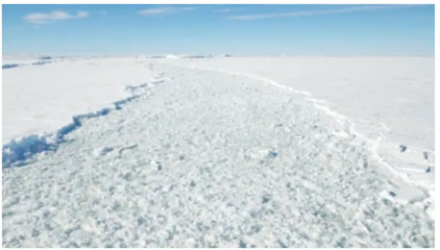 Fig. 9.    Brash-ice in the permanent fast ice zone during the JARE-53rd cruise.