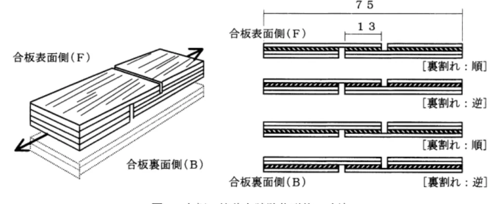 Fig. 5. Shape and size of test samples for adhesive bonding between plywood elements.