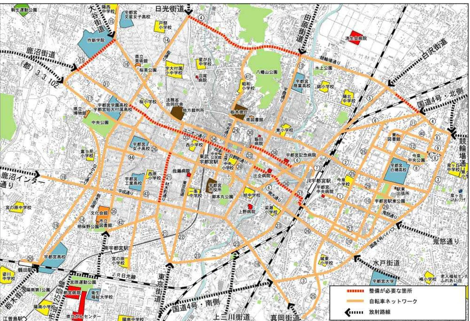 図  平成 22 年度における都心部の自転車ネットワーク 