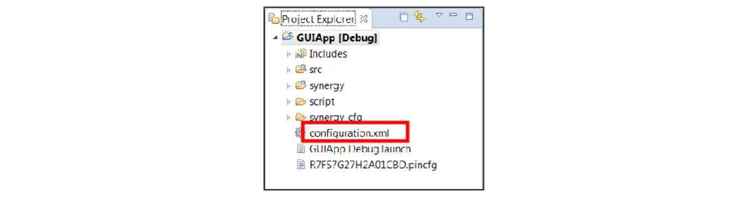 図 16  Project Explorer で configuration.xml ファイルを選択する 