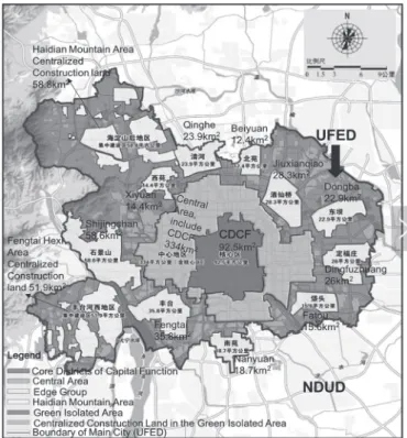 Figure 4 displays the spatial structure planning map  of  the  main  city,  from  which  the  best  locations  for  AGs  in  Haidian  District,  Shijingshan  District,  and  Fengtai District can be further analyzed. As shown  in Figure 4, the main city com