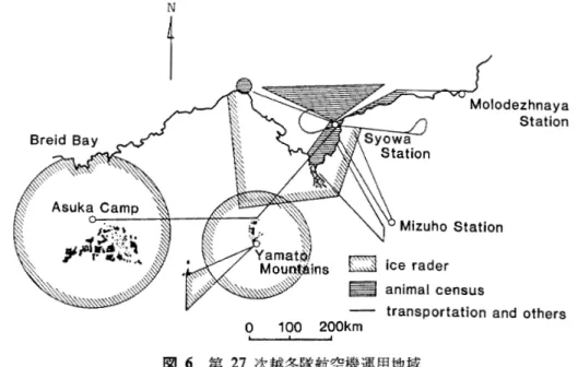 図 6 第 2 7 次越冬隊航空機運用地域