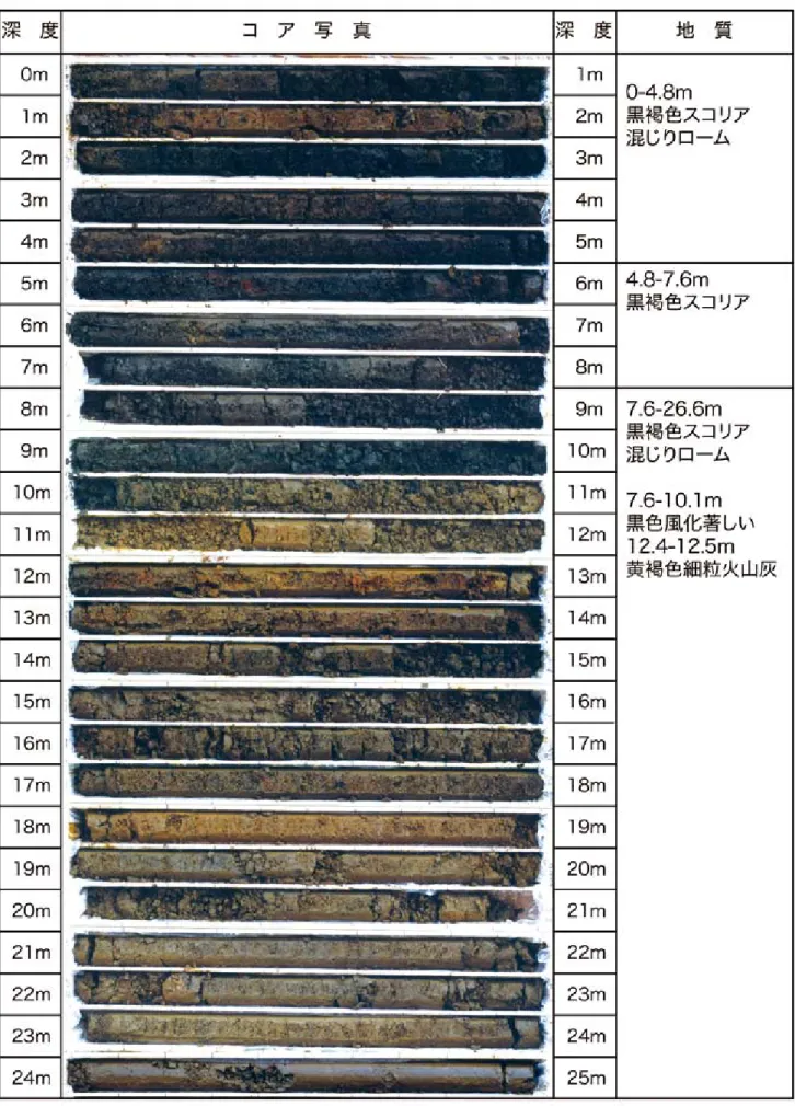 図 3.1  No.1 孔井で採取されたコアの写真