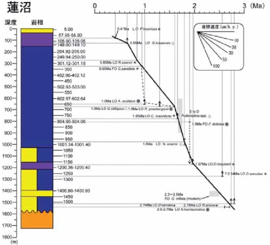 Fig.  6              Sediment  accumulation  rate  curve  of  the  Hasunuma  observation  well  based  on  microbiostratigraphy