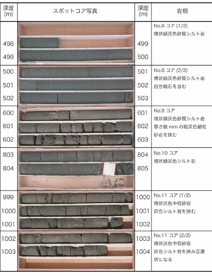 図 4c           スポットコア試料(498～1,004m)  の写真