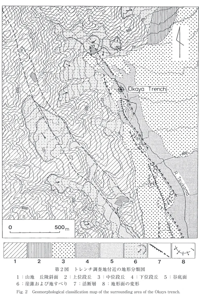 Fig. ２　Geomorphological classification map of the surrounding area of the Okays trench