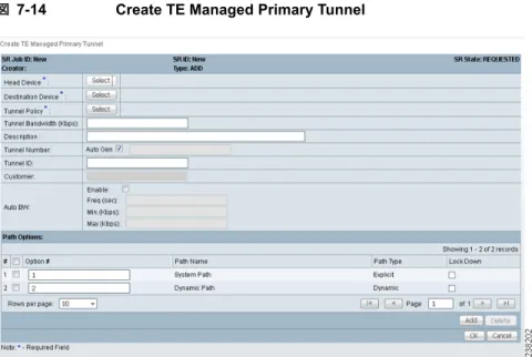図 7-14 Create TE Managed Primary Tunnel